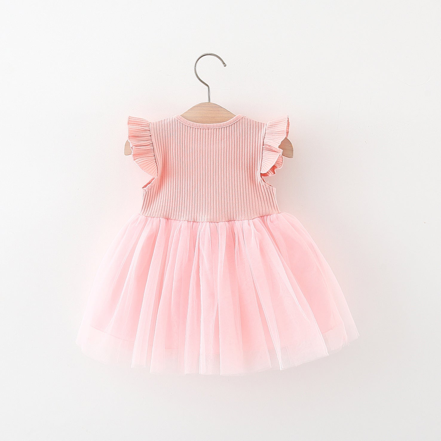 Girls Flutter Sleeve Applique Fit & Flare Dress