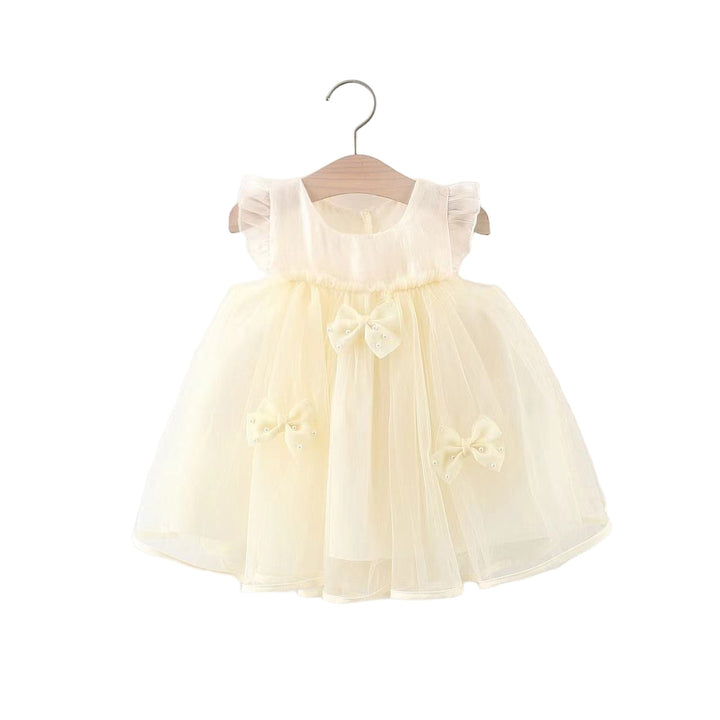 Girls Self Design Sleeveless Round Neck Fit & Flare Dress
