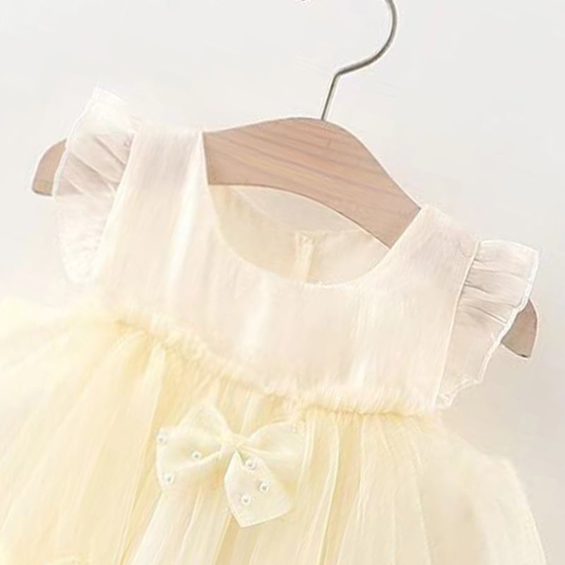 Girls Self Design Sleeveless Round Neck Fit & Flare Dress