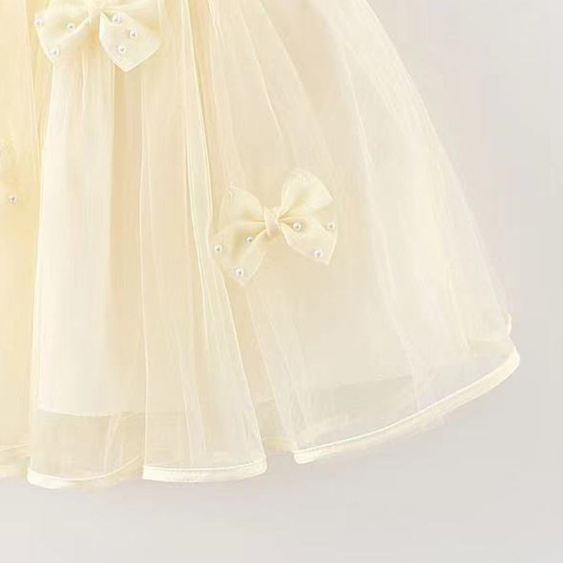 Girls Self Design Sleeveless Round Neck Fit & Flare Dress