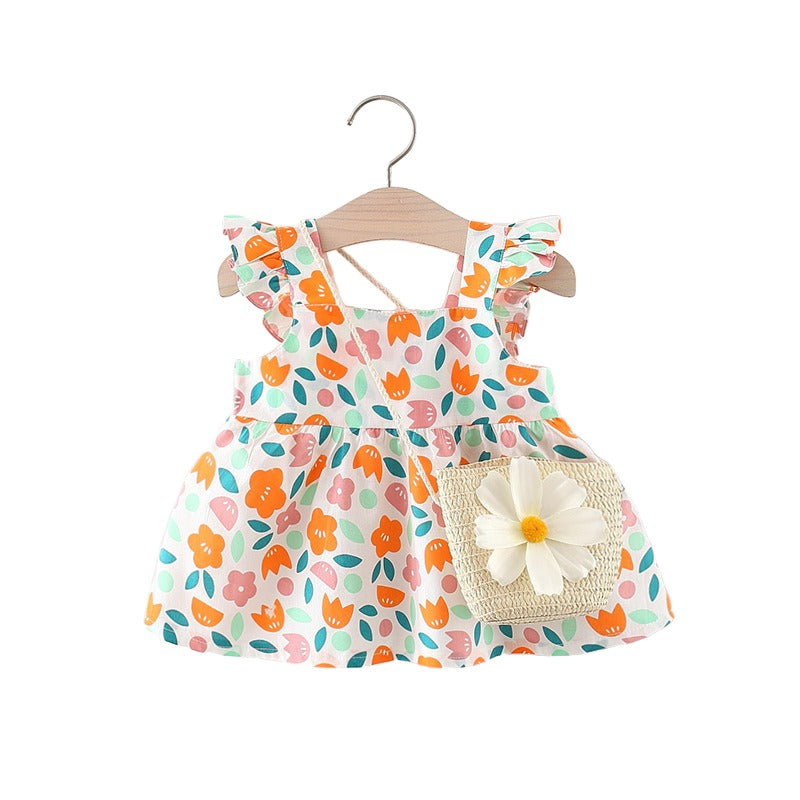 Girls Floral Print Fit & Flare Dress