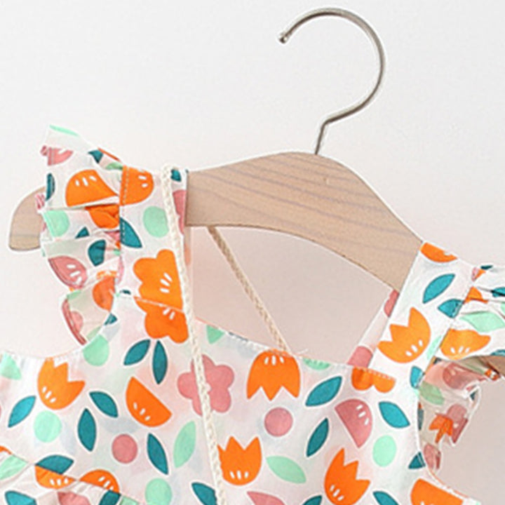 Girls Floral Print Fit & Flare Dress