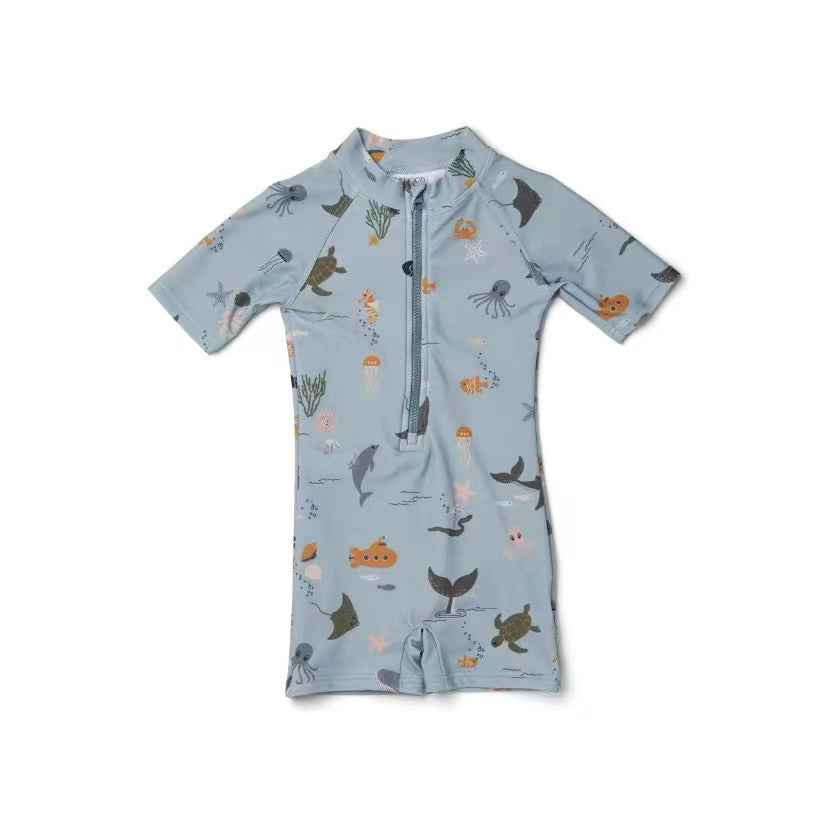 Boys Printed Round Neck Legsuit