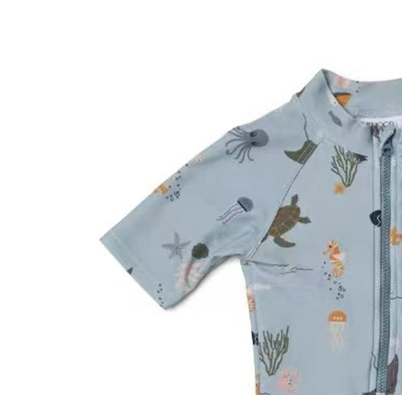 Boys Printed Round Neck Legsuit