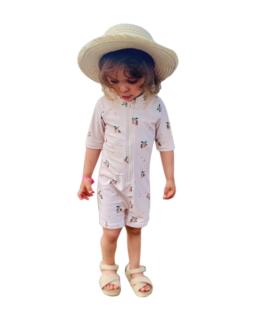 Girls Printed Round Neck Swimming Dress
