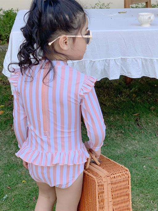 Girls Striped Swim Suit