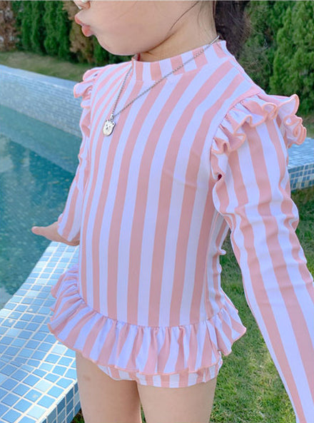 Girls Striped Swim Suit