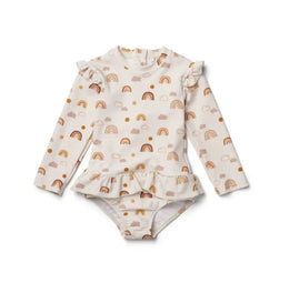 Girls Rainbow Printed Swim Suit