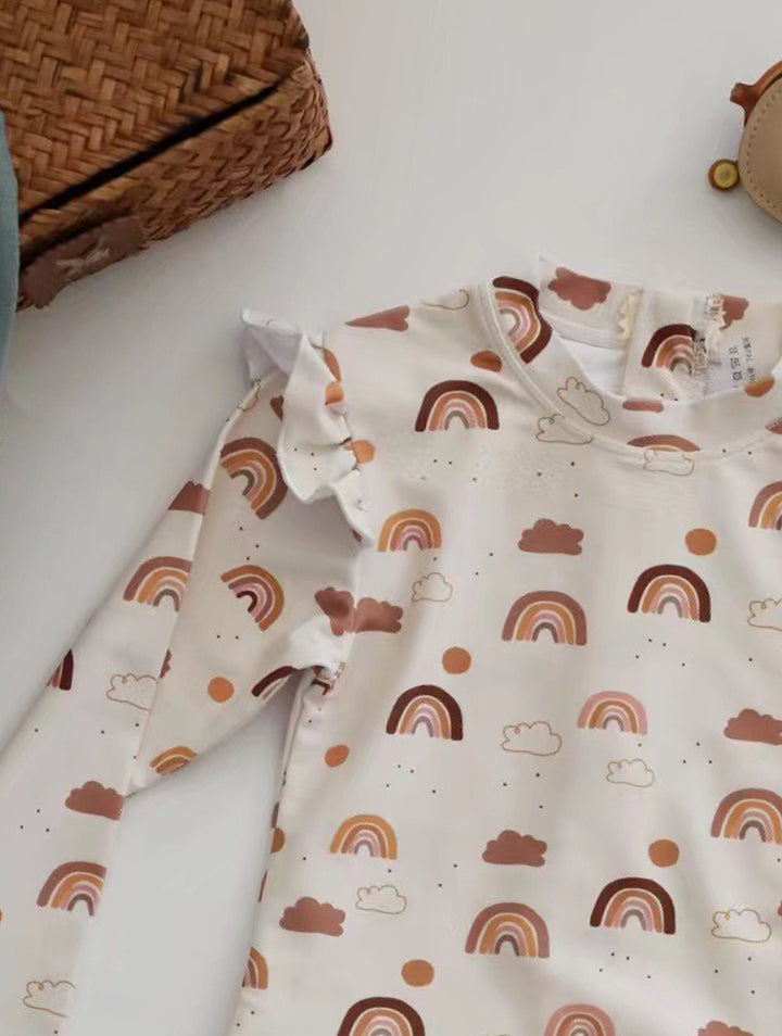 Girls Rainbow Printed Swim Suit