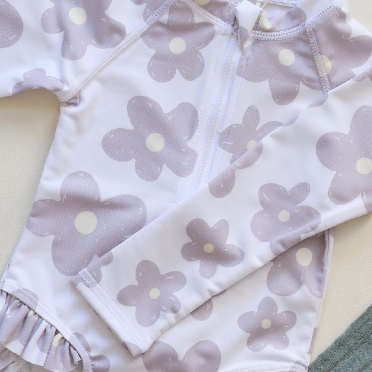 Girls Printed Round Neck Bodysuit With Cap