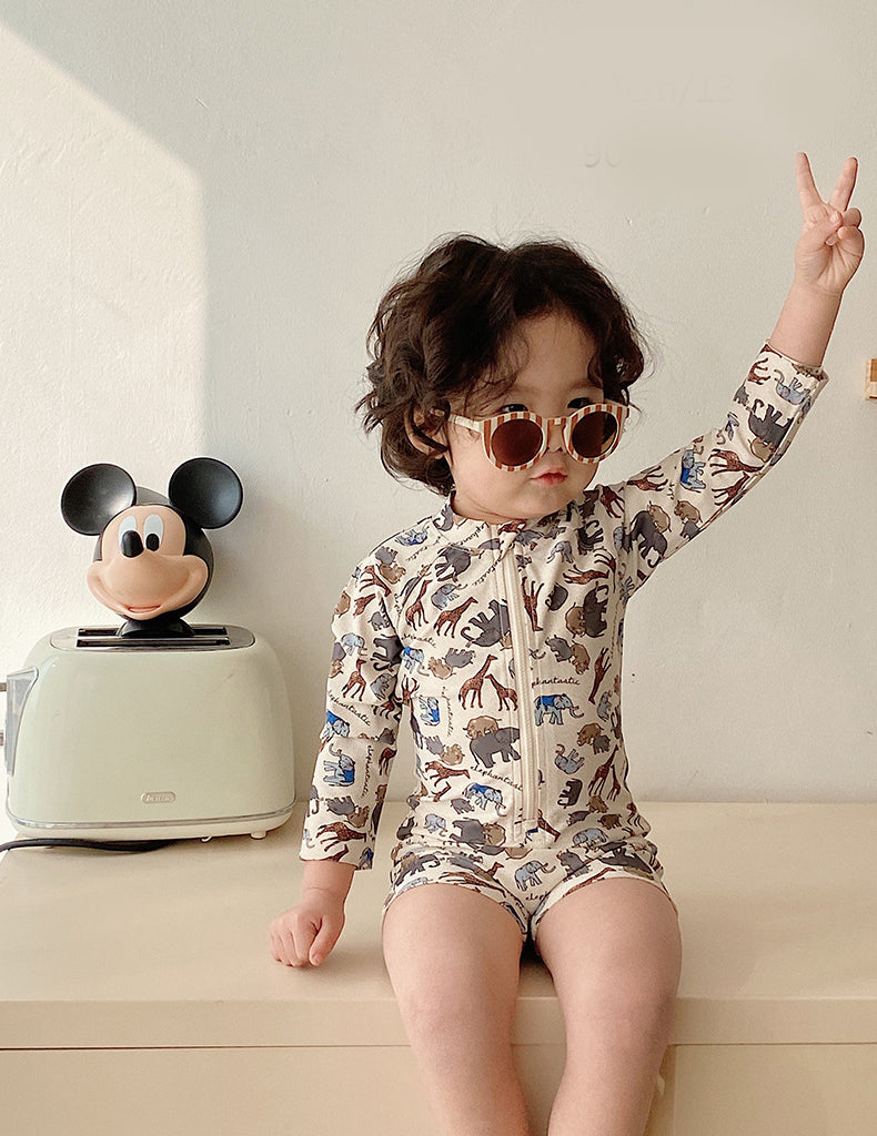 Boys Animal Printed Round Neck Swimming Dress