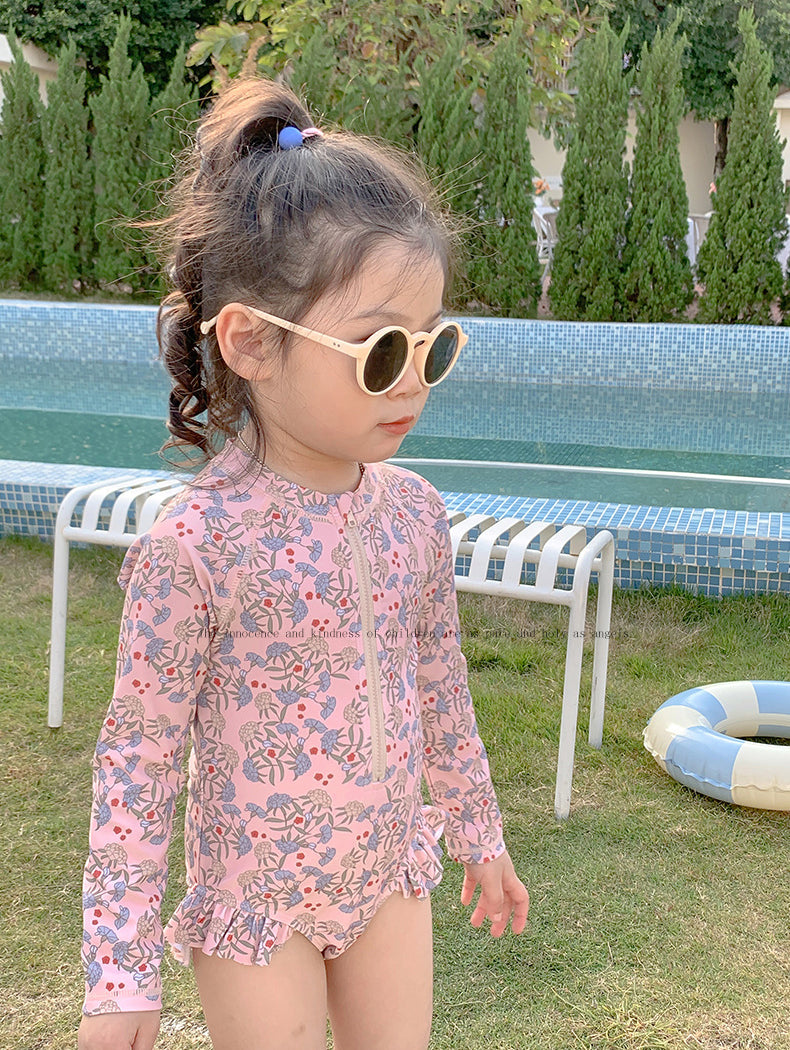 Girls Printed Round Neck Bodysuit