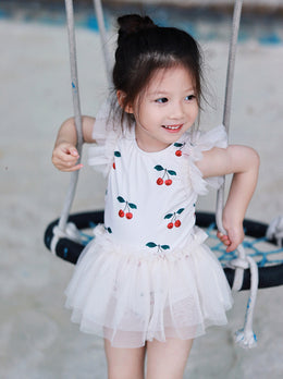 Printed Round Neck Swimming Dress