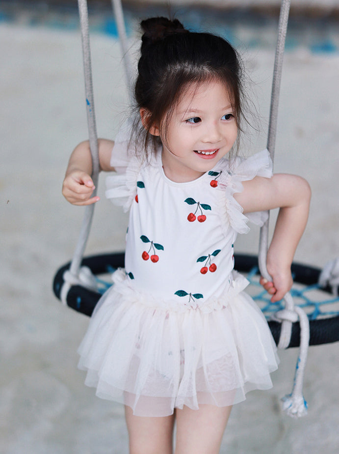 Printed Round Neck Swimming Dress