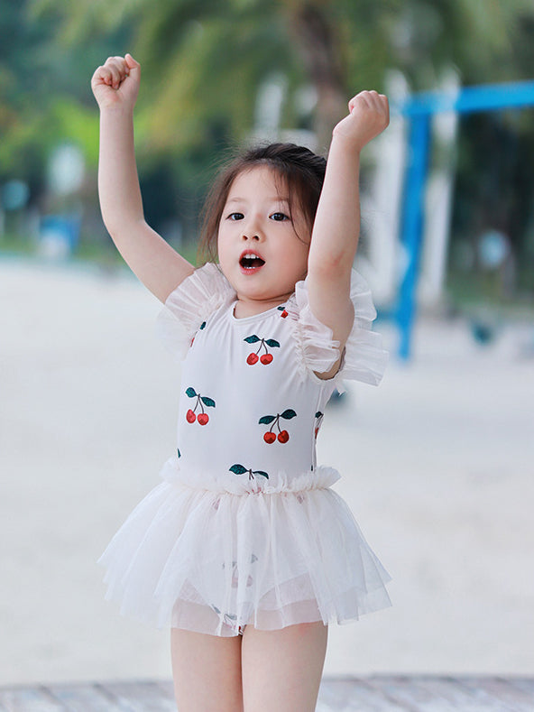 Printed Round Neck Swimming Dress