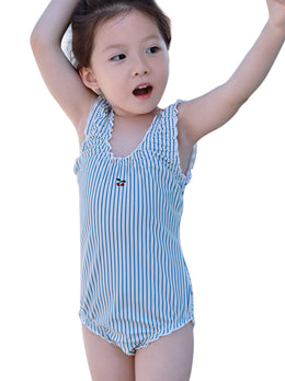 Infant Girls Striped Round Neck Bodysuit