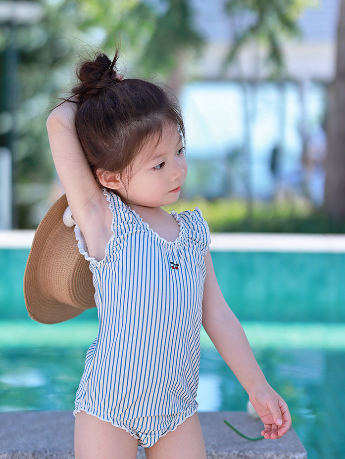 Infant Girls Striped Round Neck Bodysuit