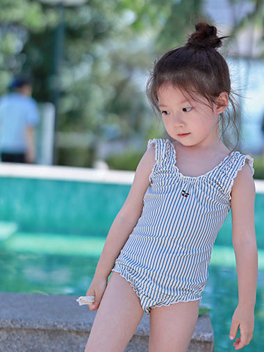 Infant Girls Striped Round Neck Bodysuit