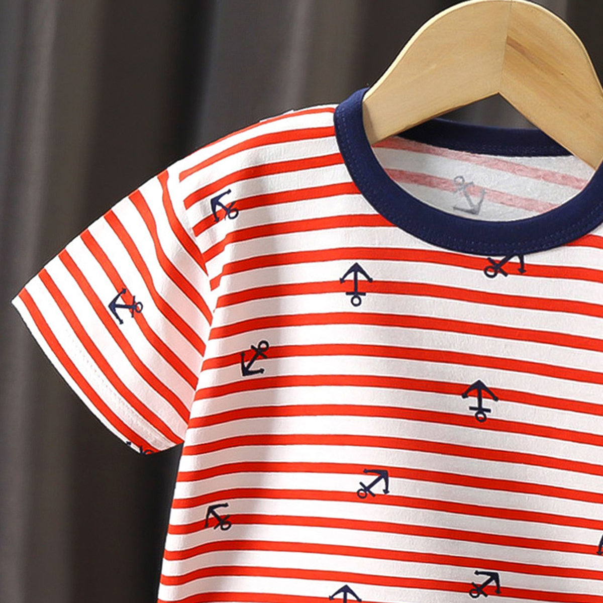Boys Striped Round Neck Cotton T-shirt