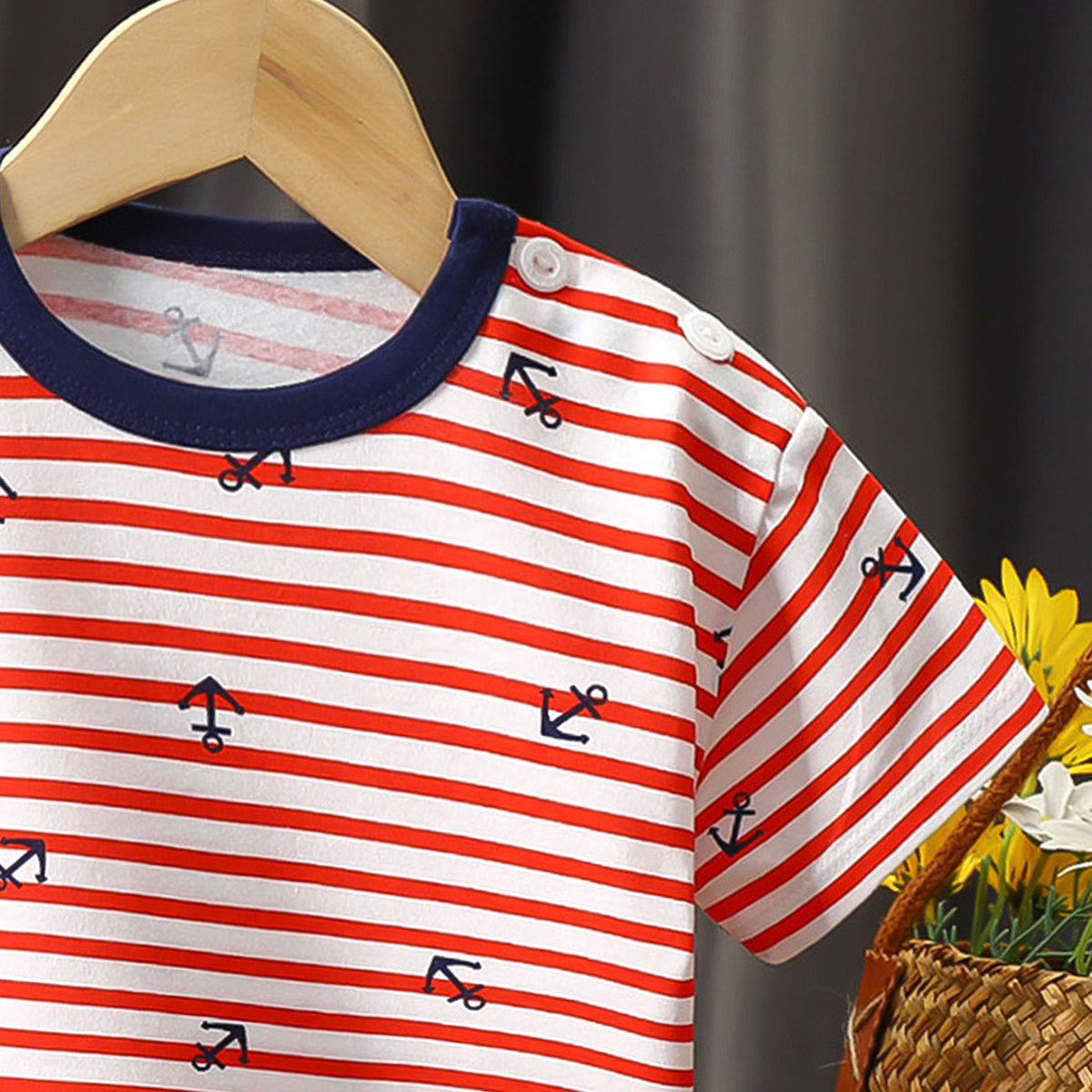 Boys Striped Round Neck Cotton T-shirt
