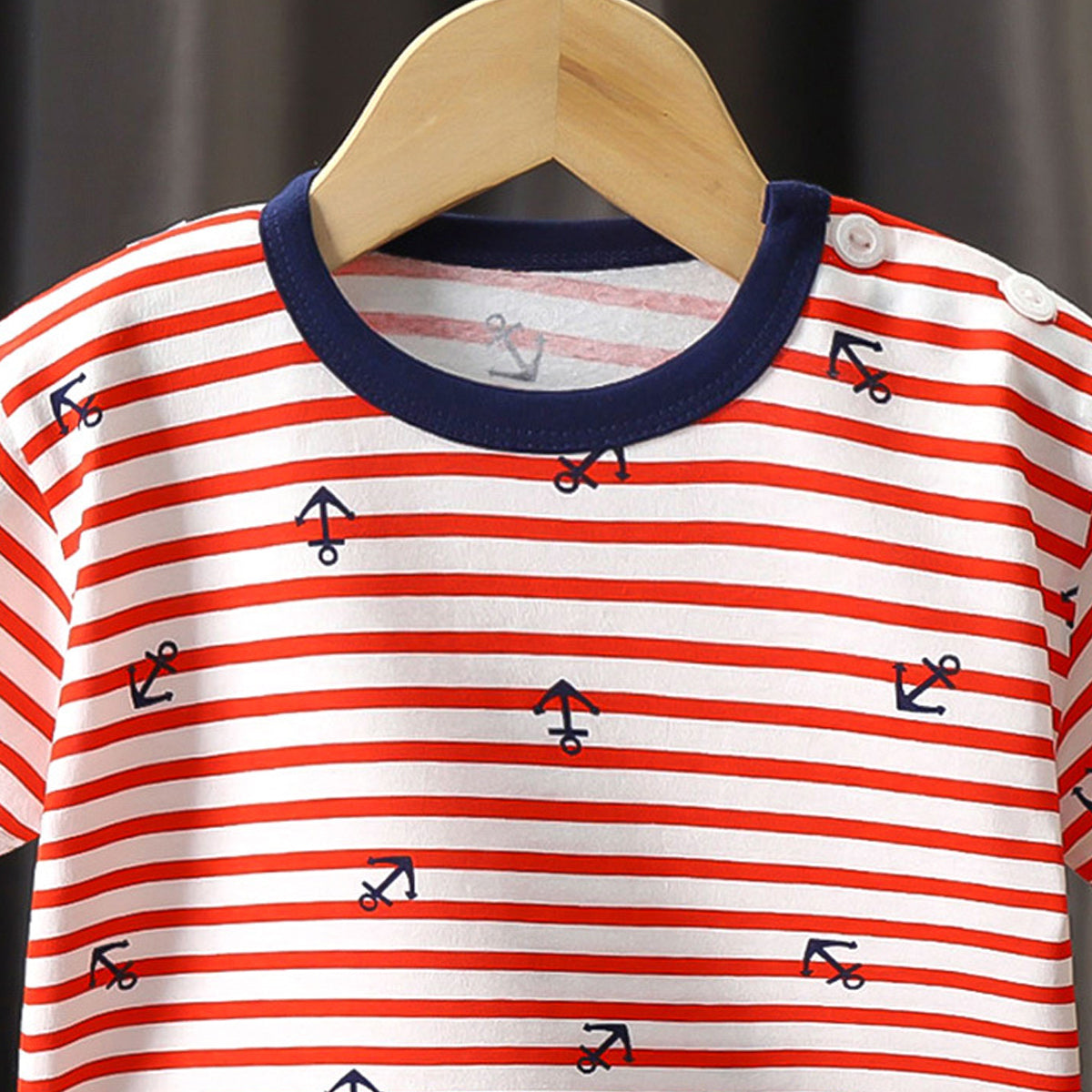 Boys Striped Round Neck Cotton T-shirt