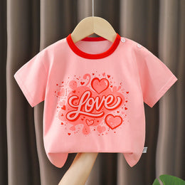 Girls Typography Printed Round Neck Cotton Regular Fit T-shirt