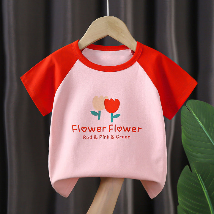 Girls Typography Printed Round Neck Cotton T-shirt