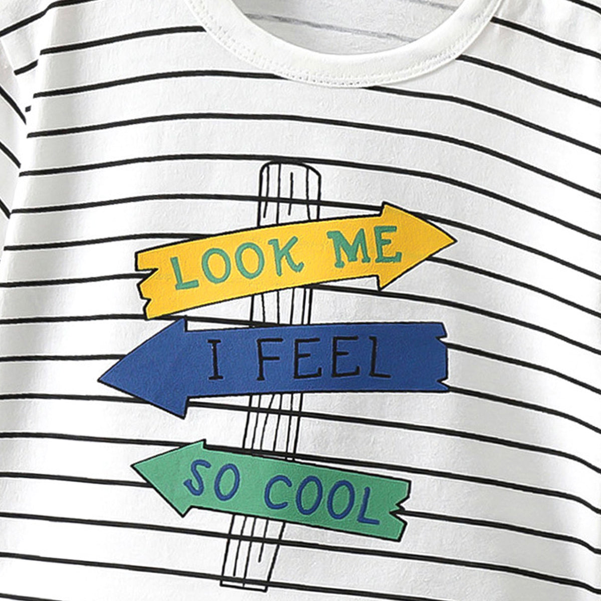 Boys Striped Round Neck Cotton T-shirt