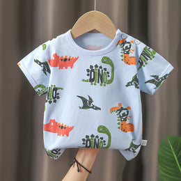 Boys Conversational Printed Round Neck Cotton T-shirt