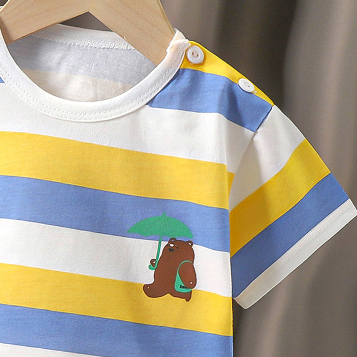 Boys Striped Round Neck Cotton Regular Fit T-shirt