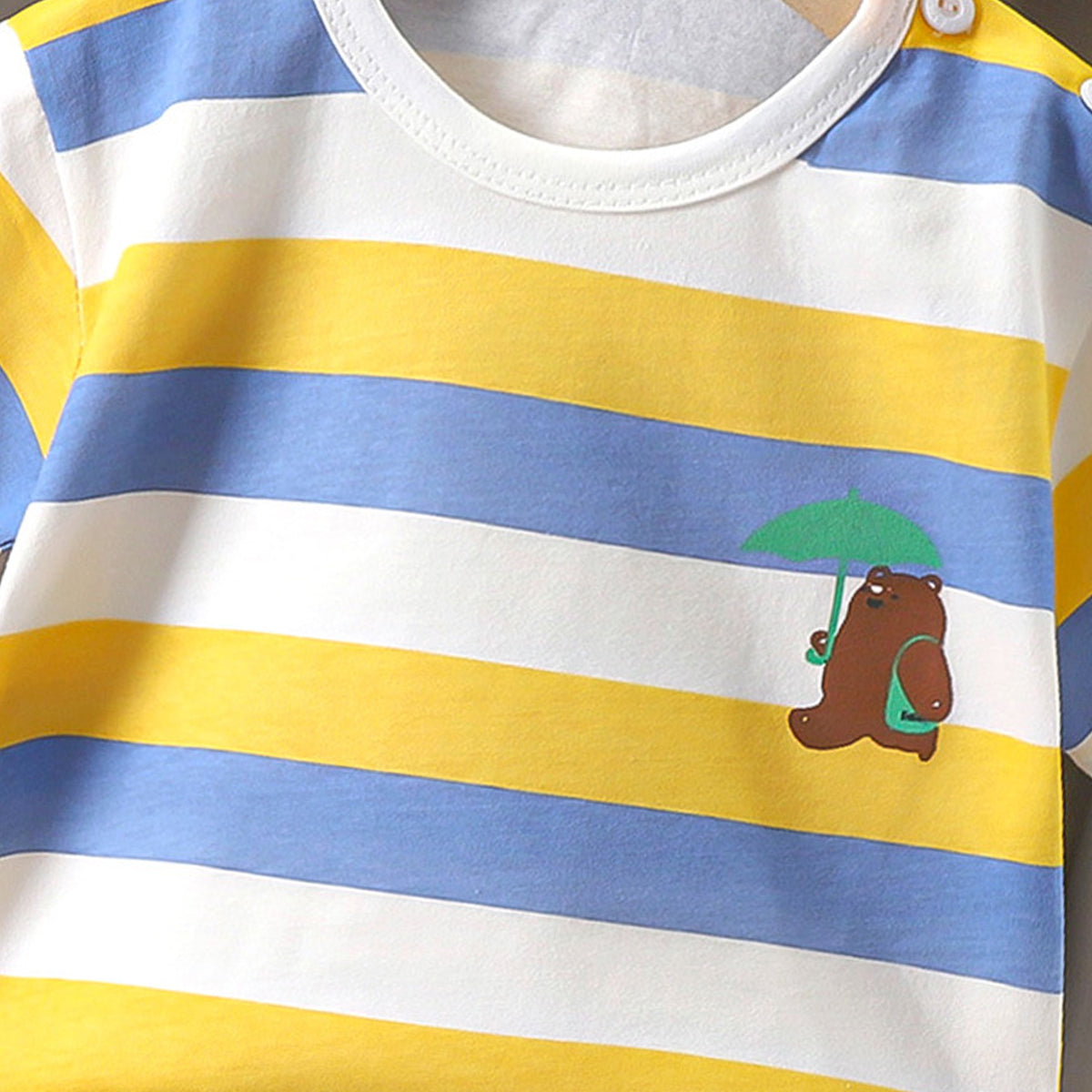 Boys Striped Round Neck Cotton Regular Fit T-shirt