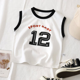 Boys Typography Printed Sleeveless Cotton Regular Fit T-shirt