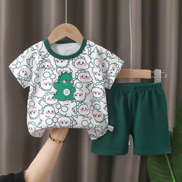 Boys Printed Pure Cotton T-Shirt With Shorts