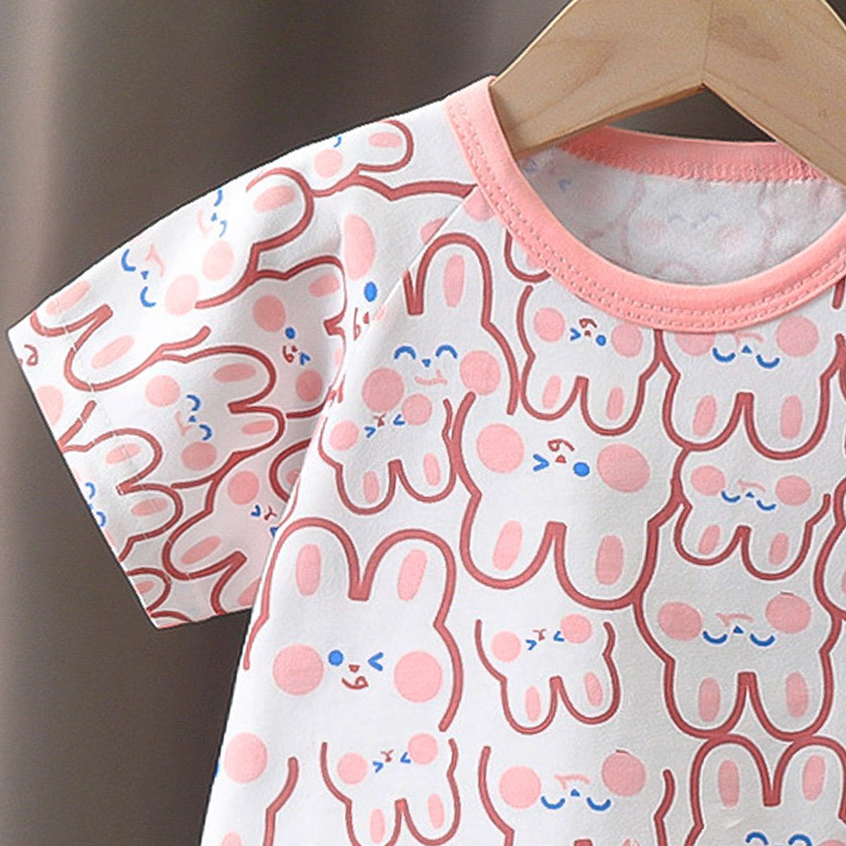 Girls Printed Short Sleeves Pure Cotton T-shirt With Shorts