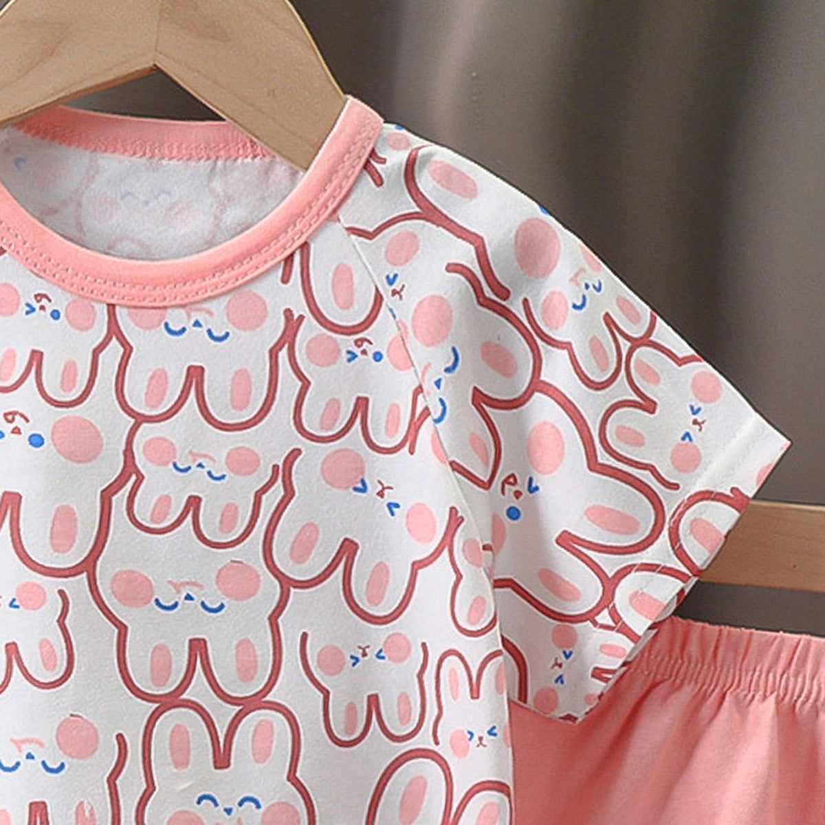 Girls Printed Short Sleeves Pure Cotton T-shirt With Shorts