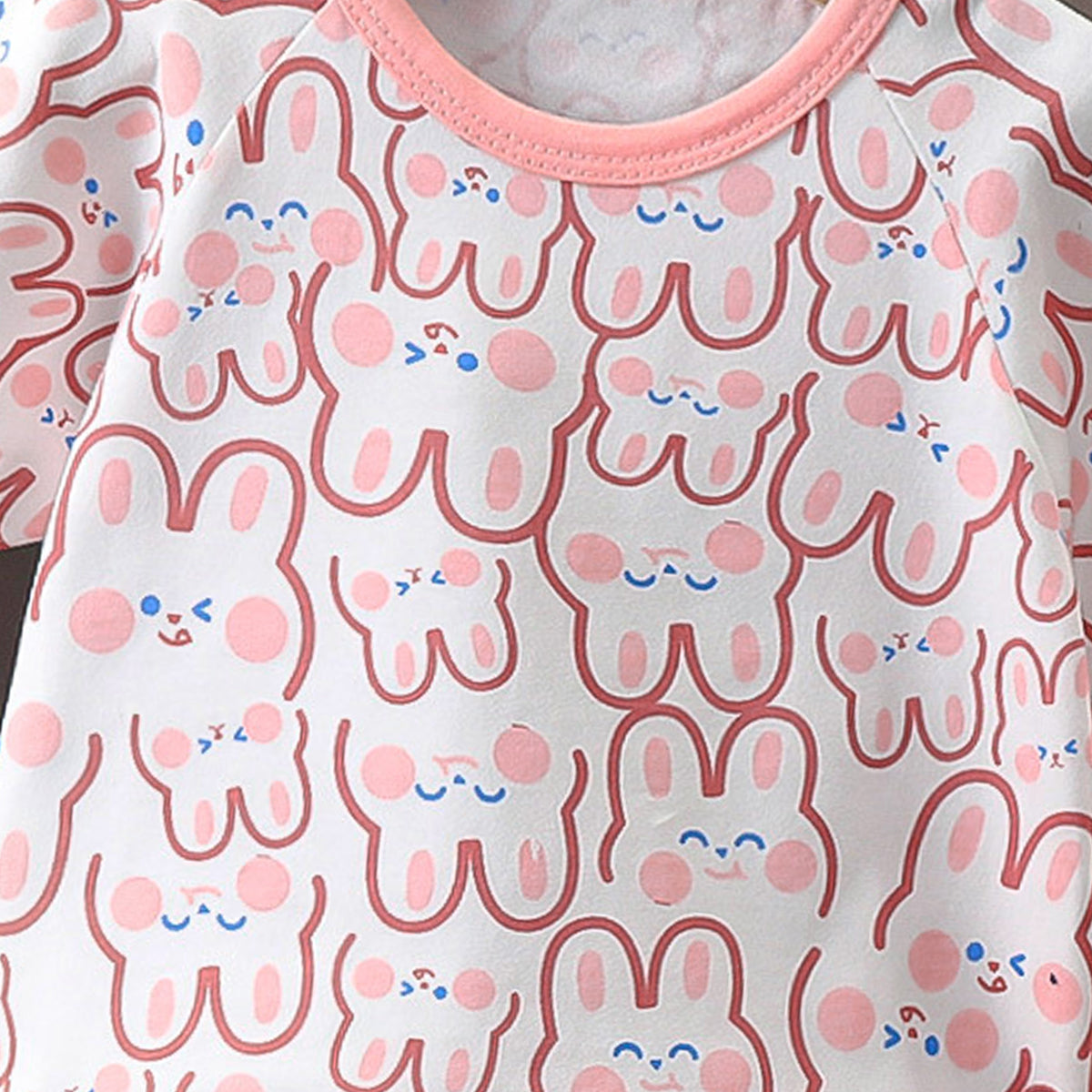 Girls Printed Short Sleeves Pure Cotton T-shirt With Shorts
