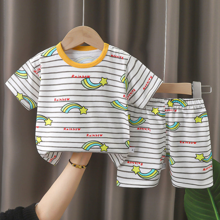 Boys Printed Pure Cotton T-Shirt With Shorts