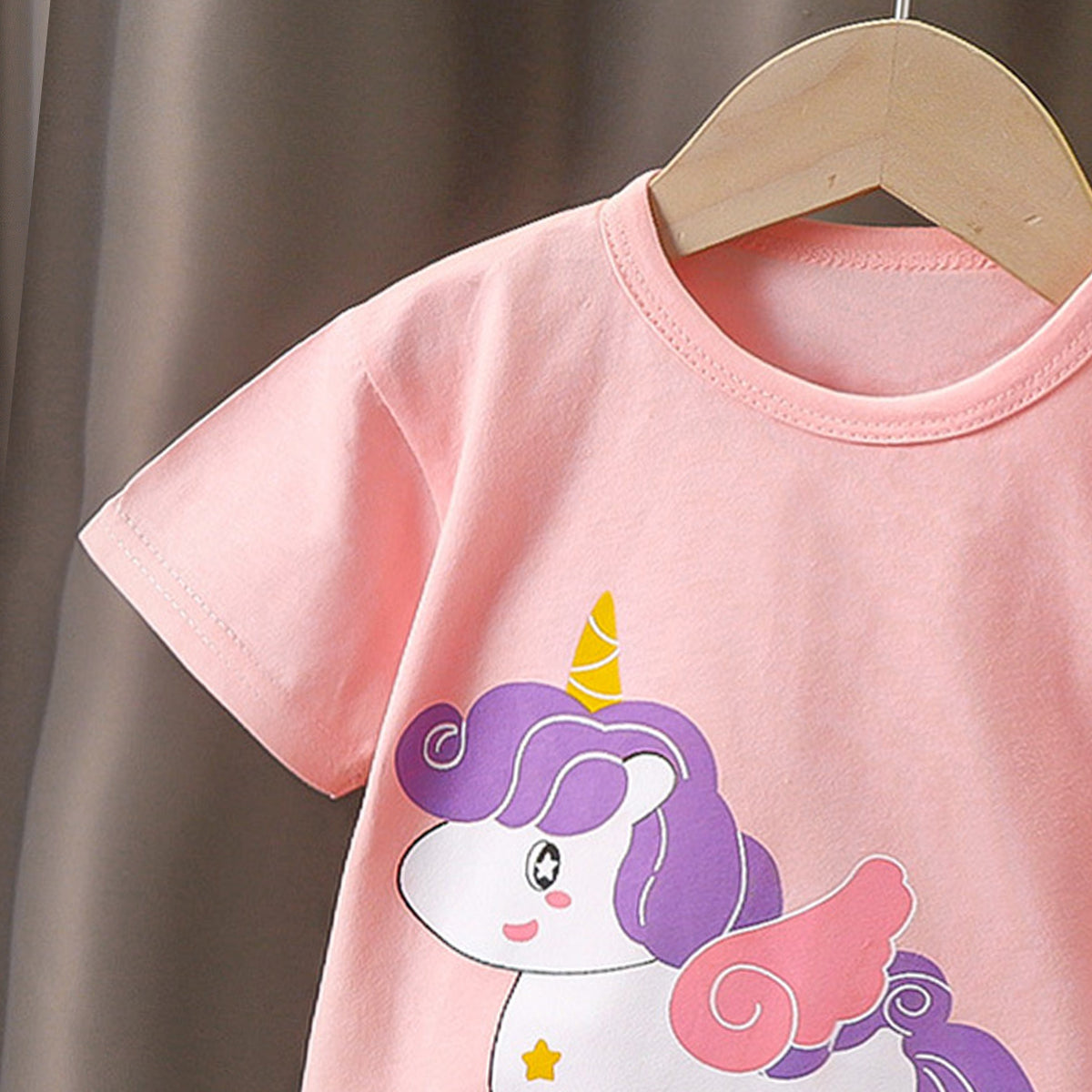 Girls Printed Short Sleeves Pure Cotton T-shirt With Shorts