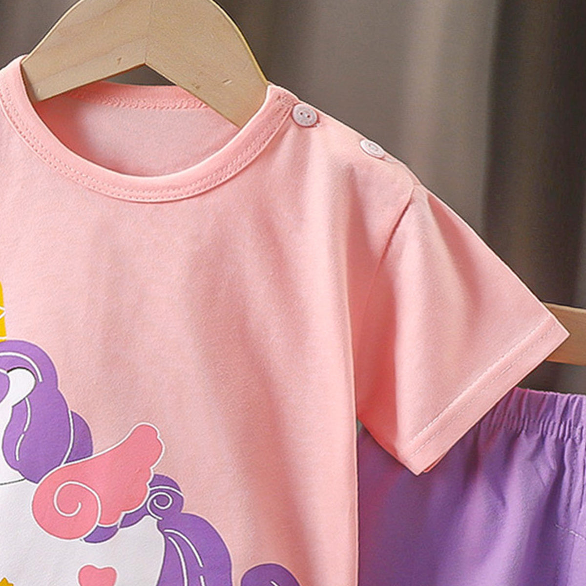 Girls Printed Short Sleeves Pure Cotton T-shirt With Shorts