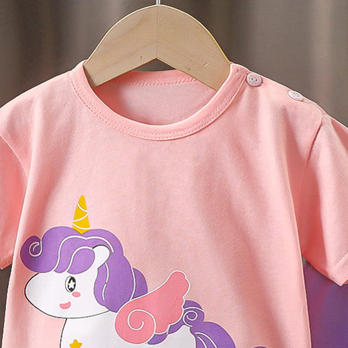 Girls Printed Short Sleeves Pure Cotton T-shirt With Shorts