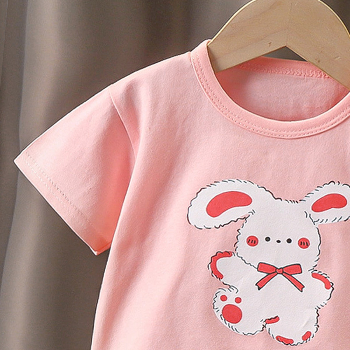 Girls Printed Short Sleeves Pure Cotton T-shirt With Shorts