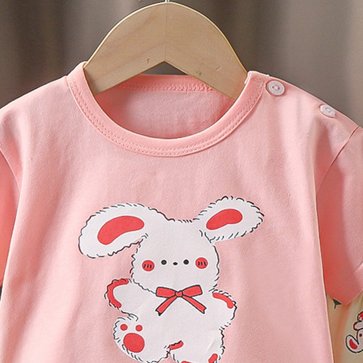 Girls Printed Short Sleeves Pure Cotton T-shirt With Shorts