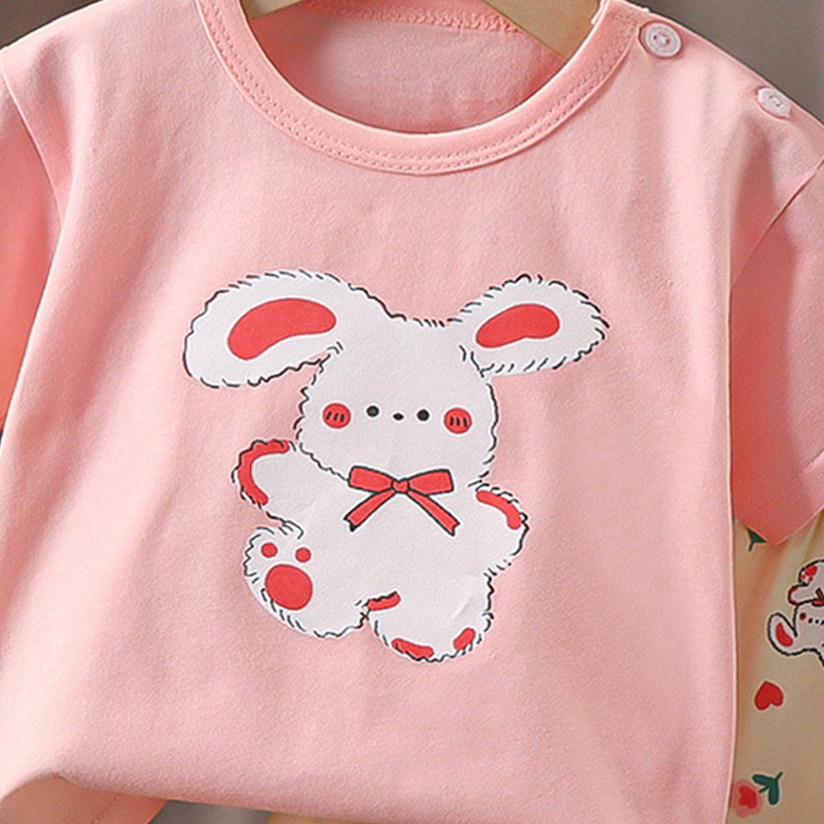 Girls Printed Short Sleeves Pure Cotton T-shirt With Shorts