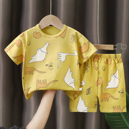 Boys Printed Short Sleeves Pure Cotton T-shirt With Shorts