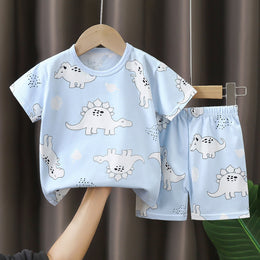 Boys Printed Short Sleeves Pure Cotton T-shirt With Shorts