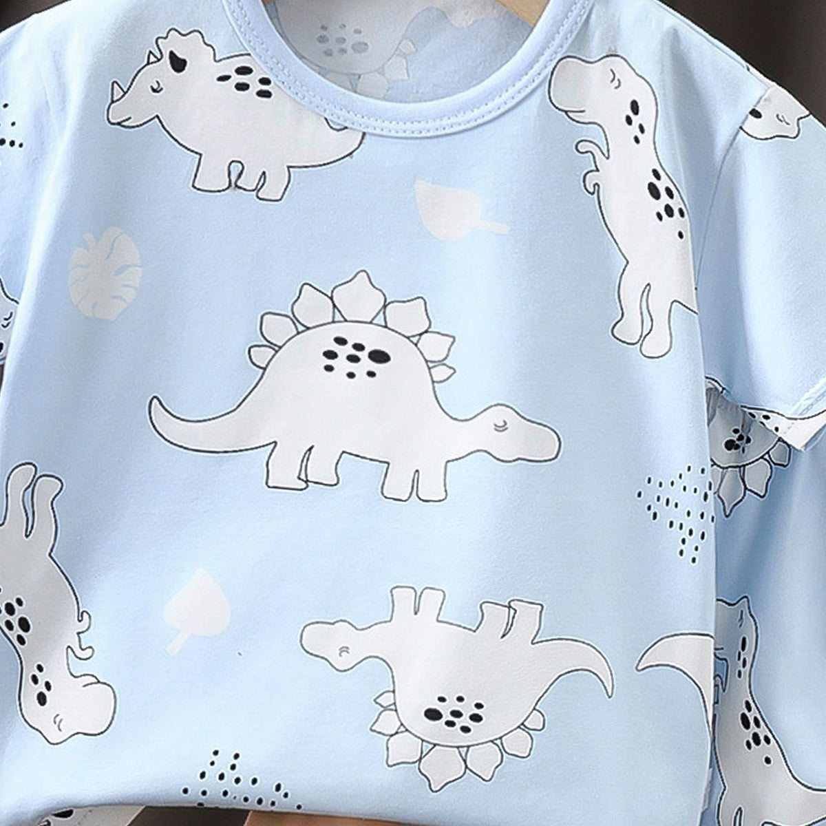 Boys Printed Short Sleeves Pure Cotton T-shirt With Shorts