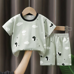 Boys Printed Short Sleeves Pure Cotton T-shirt With Shorts