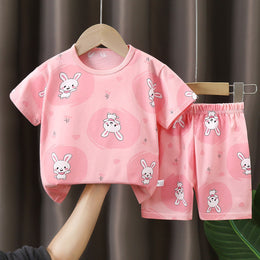 Girls Printed Pure Cotton T-Shirt With Shorts