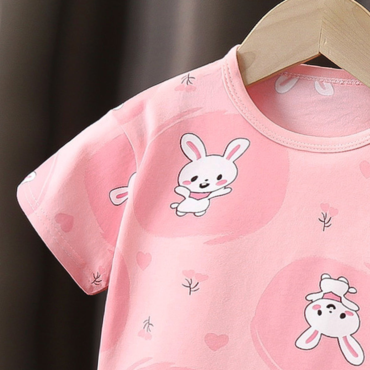 Girls Printed Pure Cotton T-Shirt With Shorts