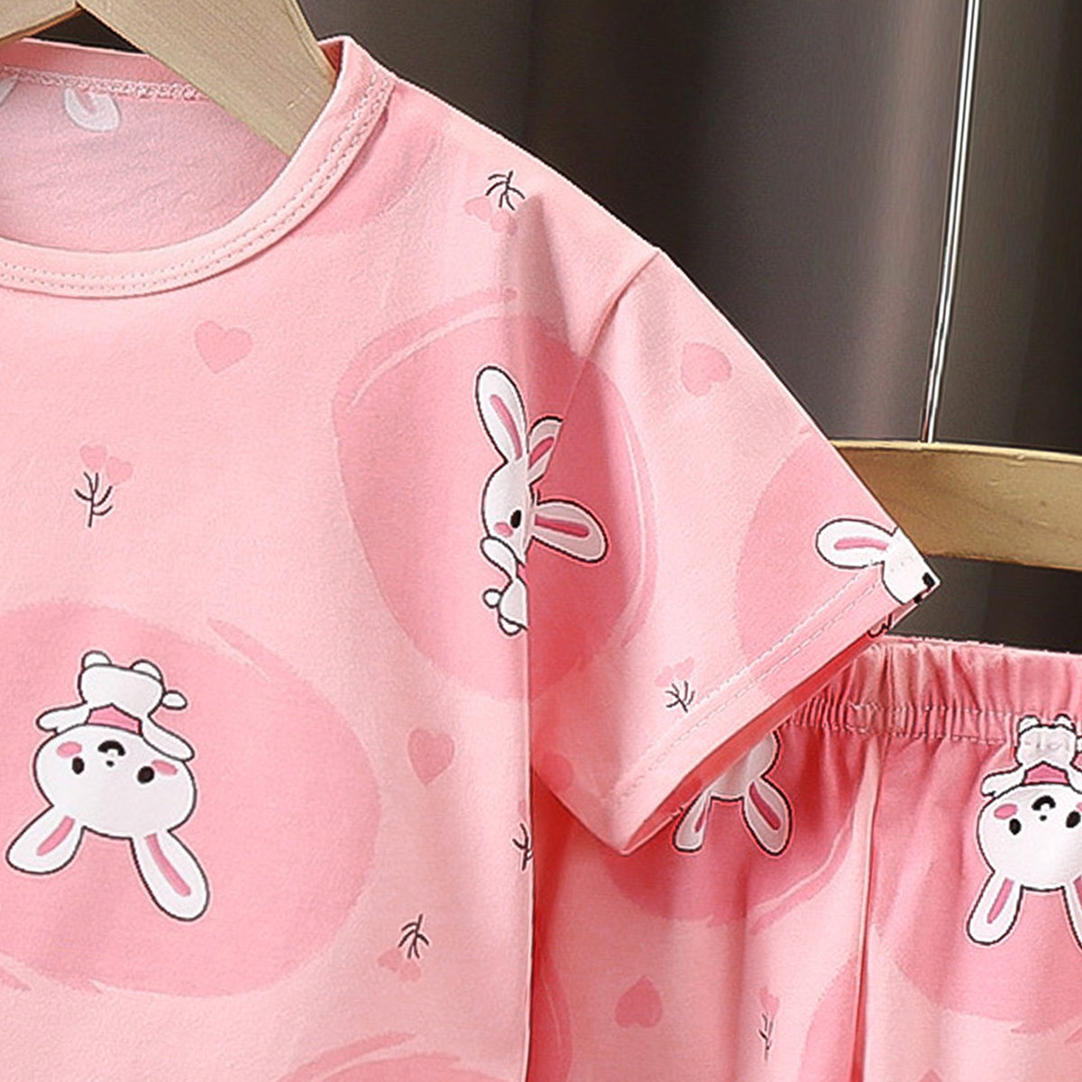 Girls Printed Pure Cotton T-Shirt With Shorts